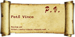 Pető Vince névjegykártya